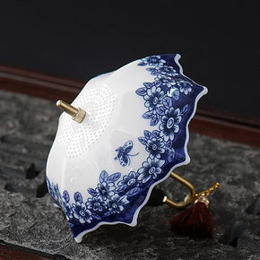 Traditional Floral Ceramic Umbrella Tea Strainer