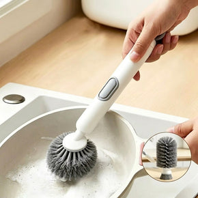 Press Clean Soap Dispensing Pot Scrub Brush