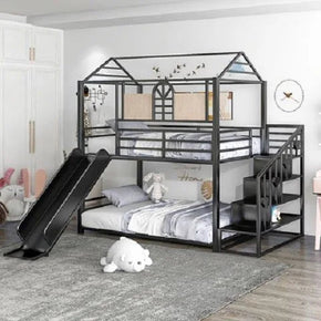 Loft-Style House Roof Frame Playhouse Bunk Bed