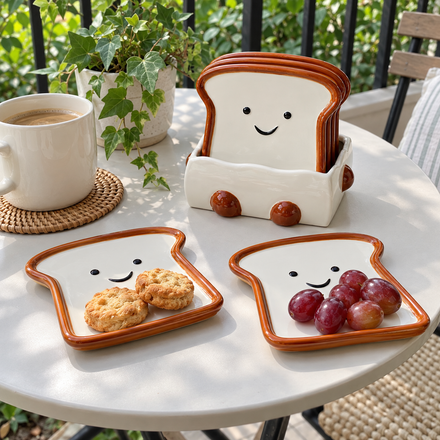 Morning Slice Toast Shaped Snack Plates