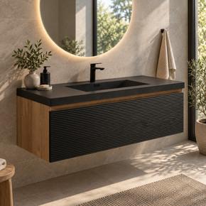 Levita Floating Black Walnut Bathroom Vanity Cabinet
