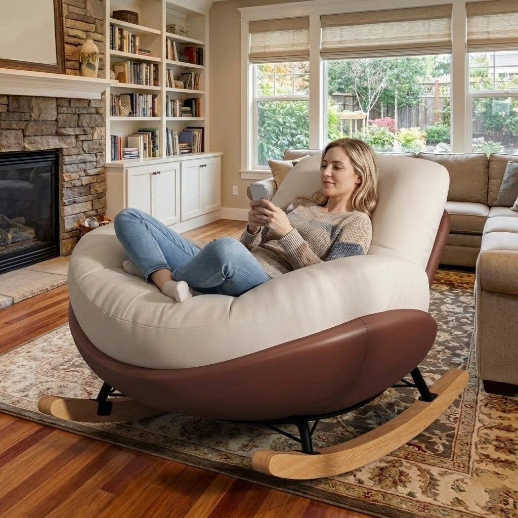 Soft Rocking Sofa Italian Wood Soft Comfy Rocking Chair - Sovors Gadget