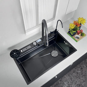 Black Sculpted Arc Workstation Modern Kitchen Sink