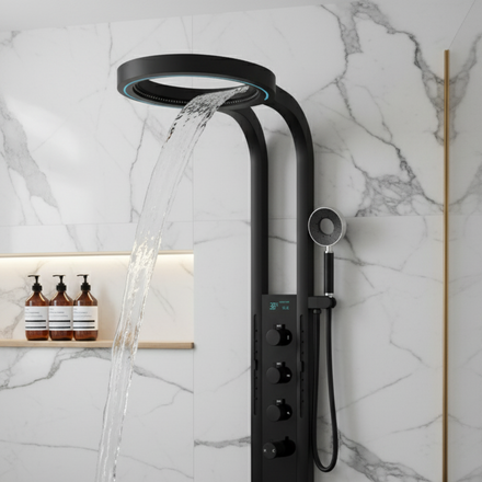 High-flow Thermostatic Digital LED Rainfall Shower Set