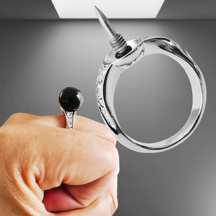 Mysterious Black Pearl Hidden Knife Ring