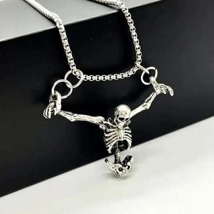 Silver Skeleton Pendant Chain Necklace