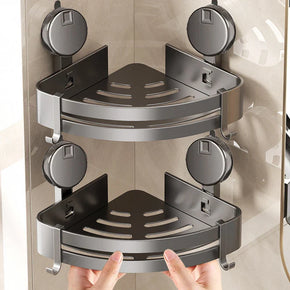 No-Drill Suction Powered Corner Bathroom Organizer