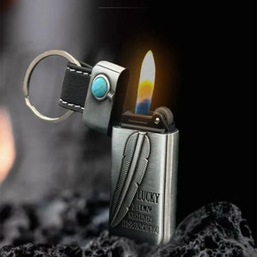 Turquoise Stone Vintage Metal Keychain Lighter