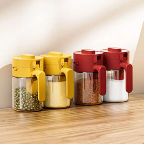 Transparent Glass Lockable Airtight  Seasoning Jar with Spoon