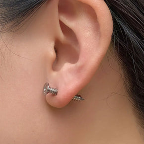 Realistic Screw Industrial Steel Earrings