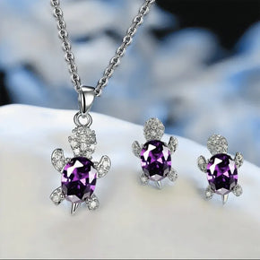 Ocean Turtle Lucky Necklace Earring Set