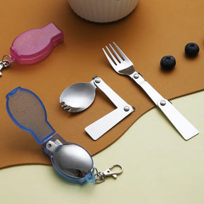 Foldable Stainless Steel Travel Spoon Fork Set