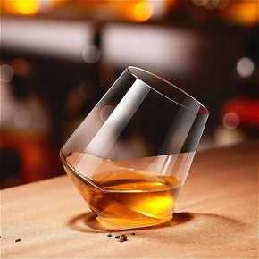 Tilted Base Whiskey Rocking Glass