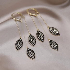 Nature Black Leaf Zircon Earrings