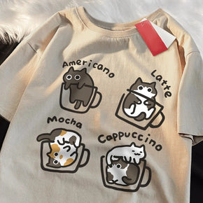 Cat Coffee Lover Funny T-Shirt