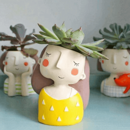 Cute Girl Flowerpot Home Decor Vase