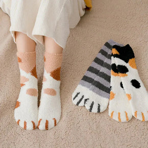 Plush Winter Cute Cat Paws Sock