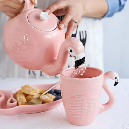 Pink Flamingo Ceramic Tea Set