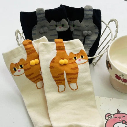 Cute Cat Butt Cartoon Socks
