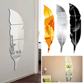 3D Feather Art Mirror Wall Sticker