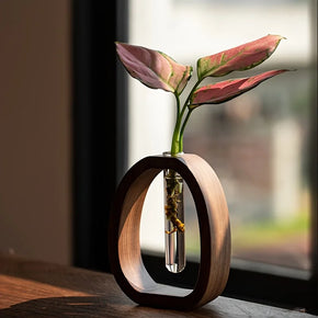 Oval Wood Frame Single Stem Vase