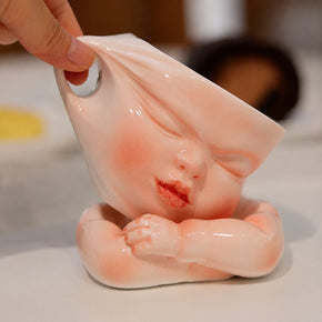 Sweet Blush Sculpted Face Ceramic Coffee Mug