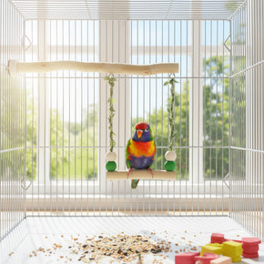 Natural Wood Hanging Bird Swing
