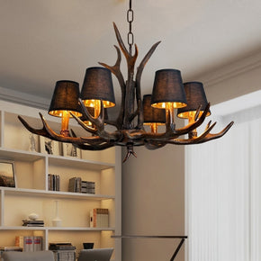 Rustic Antler Black Shade Ceiling Chandelier