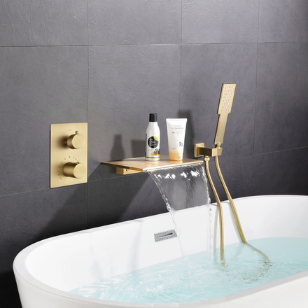 Wall-Embedded Waterfall Spout Bathtub Faucet