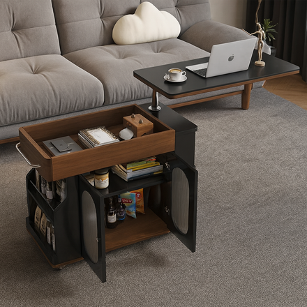 Vintage Style Lift-Top Hidden Storage Coffee Work Table