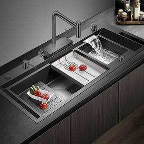 Smart Multi-Zone Gunmetal Kitchen Workstation Sink