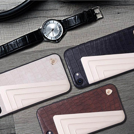 Leather+Aluminum+Soft Hybrid Back Cover Iphone Cases