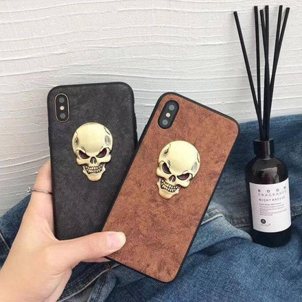 Luxury Real Leather Skull Iphone Cases