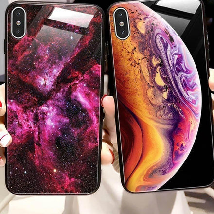 Luxury Space Silicone Glass Anti Slip Iphone Cases