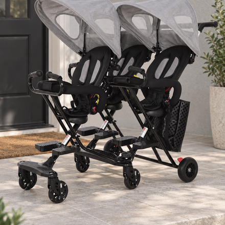 Trio Trek Folding Triple Baby Stroller