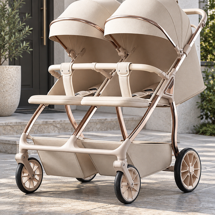 Twin Venture One-Click Folding Double Baby Stroller
